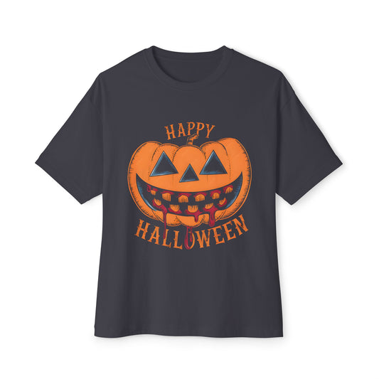Halloween Pumpkin Oversized Tee, Unisex Boxy T-Shirt