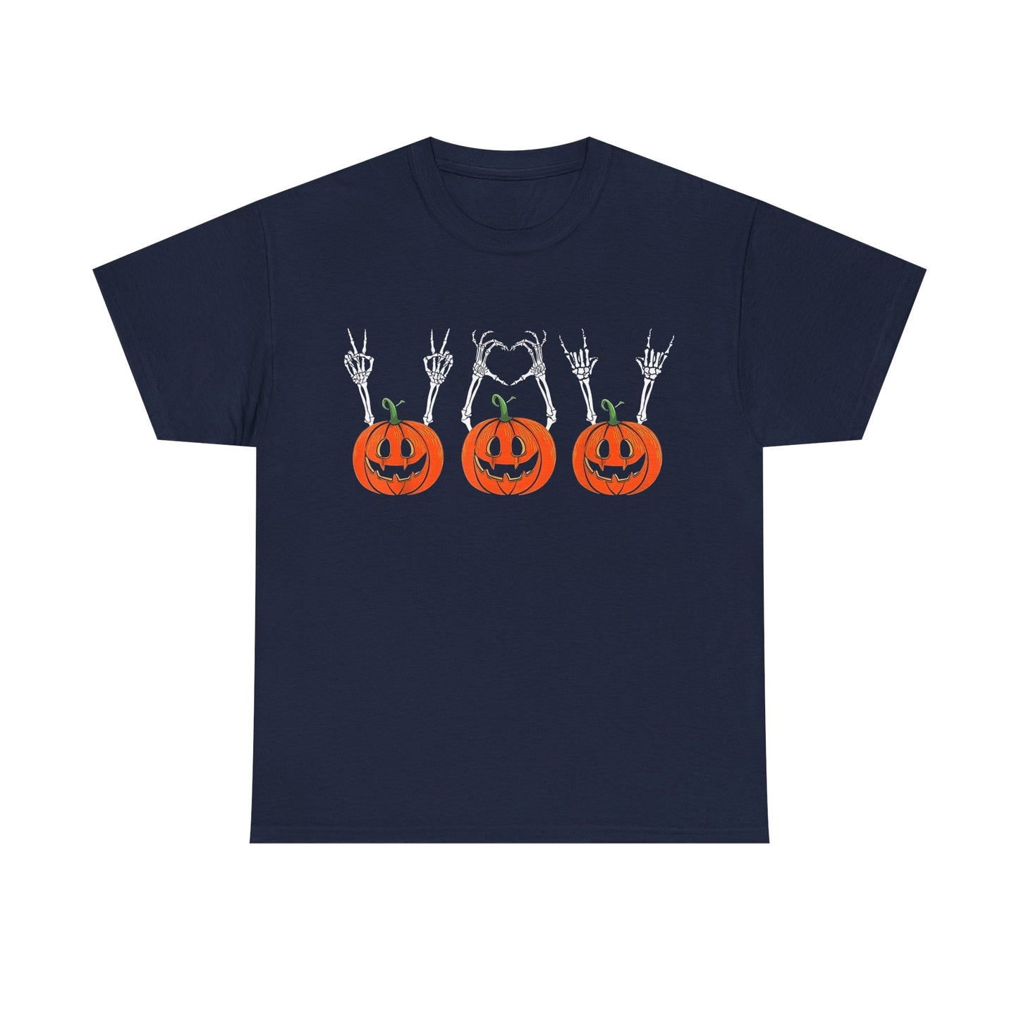 Halloween Graphic Skeleton Hands and Pumpkins.