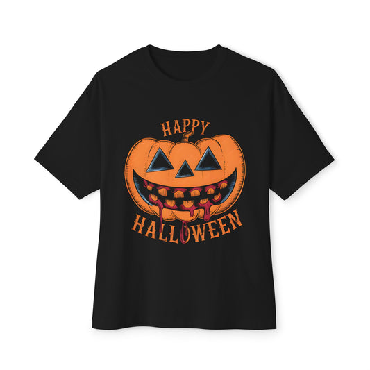 Halloween Pumpkin Oversized Tee, Unisex Boxy T-Shirt